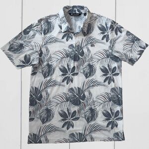 TravisMathew Men’s Golf Shirt Medium – Tropical Floral Print Performance Polo
